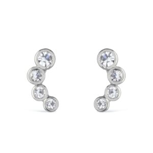 Brinco  com 4 Pontos de Luz em Zircônia - banhada em Ouro Branco