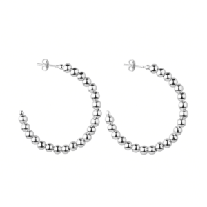 Brinco  de Argola Cravejado de Bolas -  banhada em Ouro Branco