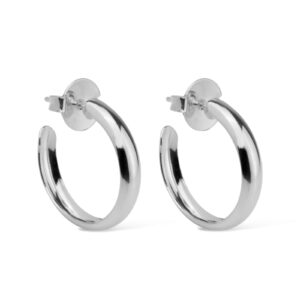 Brinco de Argola Média Lisa - banhada em Ouro Branco
