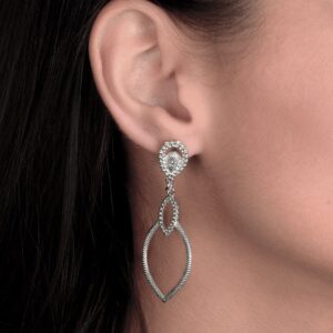 Brinco  Luxo Gota de Gala - banhada em Ouro Branco