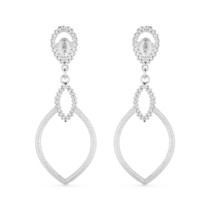 Brinco  Luxo Gota de Gala - banhada em Ouro Branco