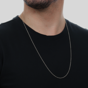Corrente  Masculina Elo 1 por 1 -  banhada em Ouro Branco