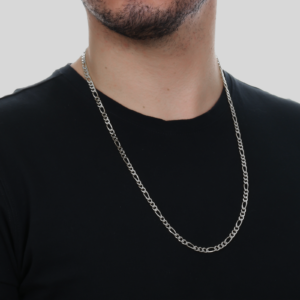 Corrente  Masculina Elo 3 por 1 -  banhada em Ouro Branco