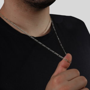 Corrente Masculina Elo 3 por 1 -  banhada em Ouro Branco