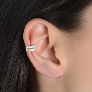 Piercing  de Pressão com 14 Pedras de Zircônia -  banhada em Ouro Branco