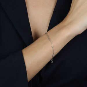 Pulseira  de Bolinhas - banhada em Ouro Branco