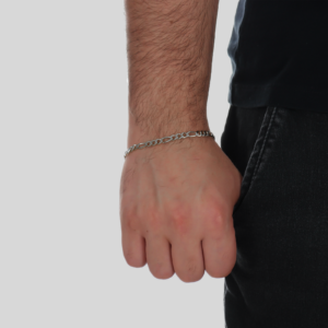Pulseira  Masculina Elo 3 por 1 -  banhada em Ouro Branco