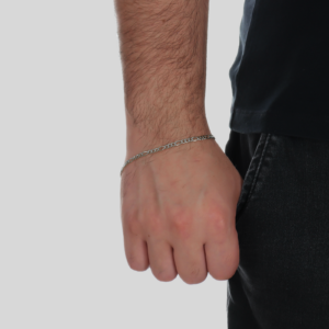 Pulseira Masculina Elo 3 por 1 -  banhada em Ouro Branco