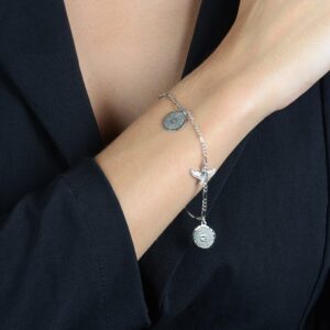 Pulseira  Religiosa Pai Nosso e Espírito Santo -  banhada em Ouro Branco