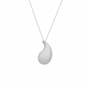 Colar Gota Curvada - banhado em Ouro Branco